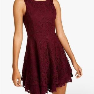 Sleeveless lace fit and flare dress